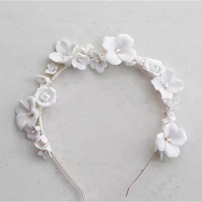 Romantic Ceramic Flower Bridal Headband