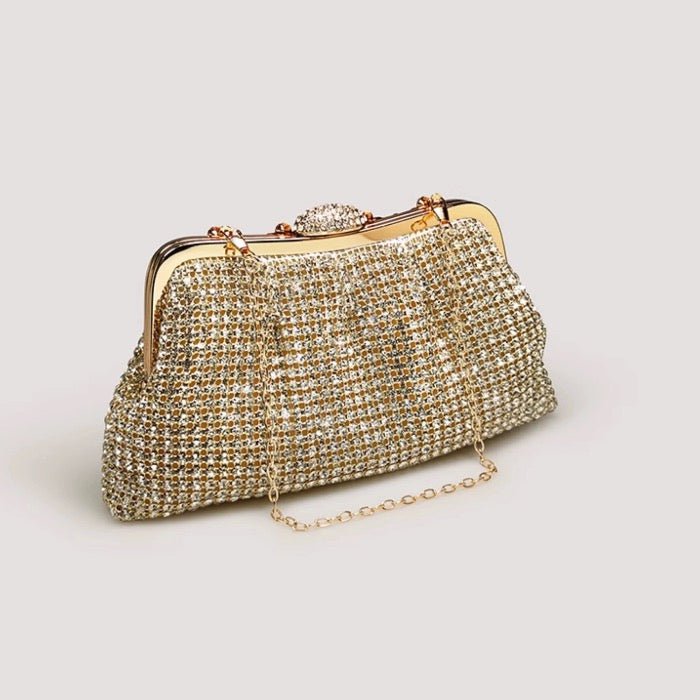 Luxury clutch with diamond look, gold and silver