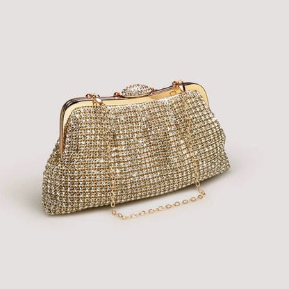 Luxury clutch with diamond look, gold and silver