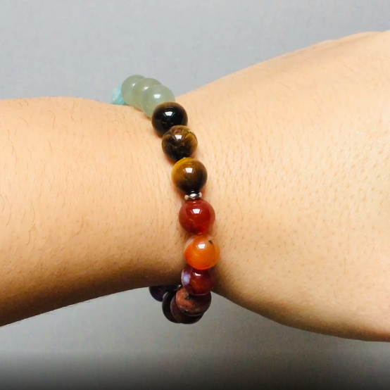 Bracelet "7 Chakras" Triple in Natural Stone