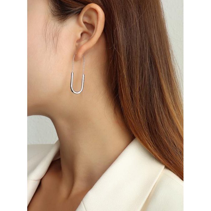 Minimal design paperclip hoop earrings