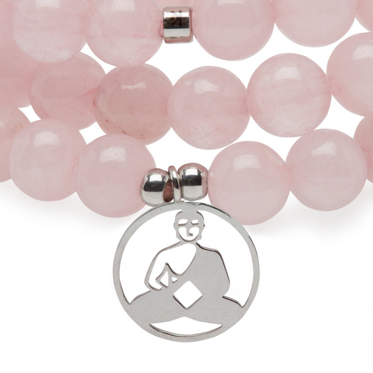 Bracelet Mala "Comfort and Love from Buddha" 108 beads in Rose Quartz