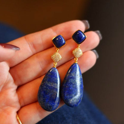 Dikke Lapis Lazuli Waterdrop oorbellen