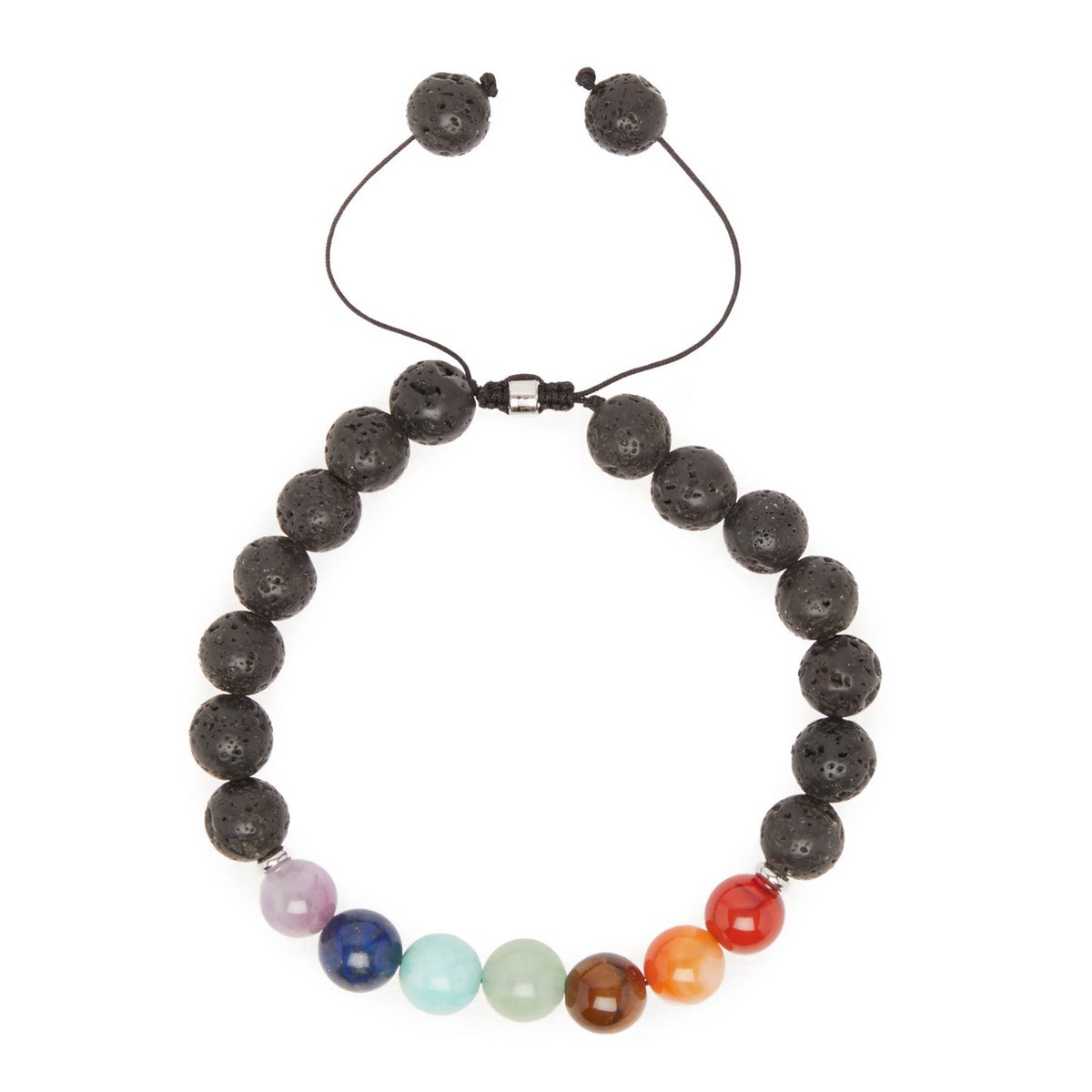 “Healing the 7 Chakras” Lavasteenarmband – Verstelbaar