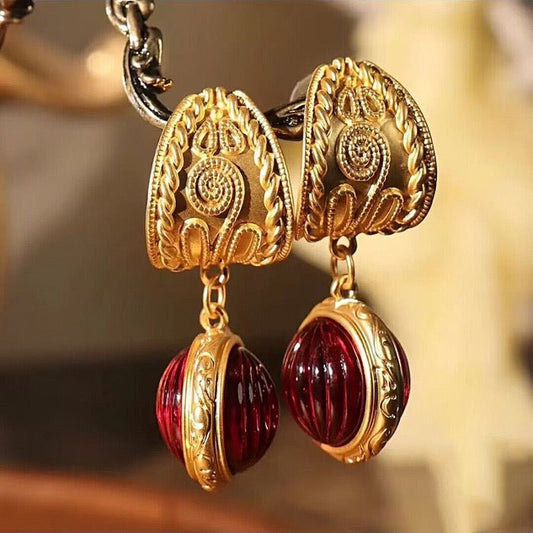 Vintage inspired red lantern earrings