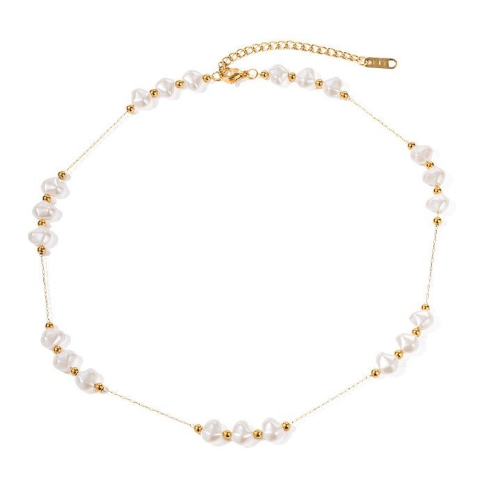 Timeless design pearl beads slim necklace