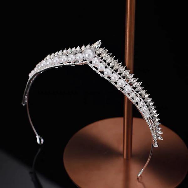 Princess Look Crystal Bridal Tiaras with Pearls