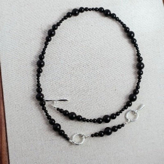 Minimalist Black Onyx Bead Necklace