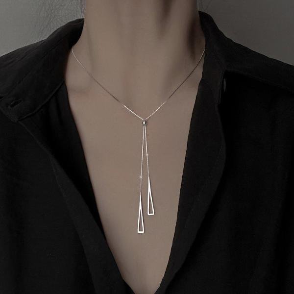 Sterling silver triangle necklace