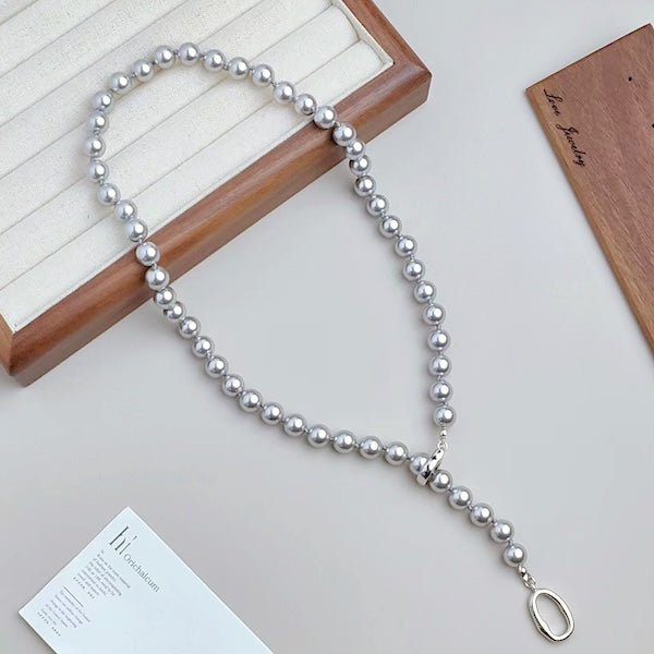 Timeless grey pearl bead necklace