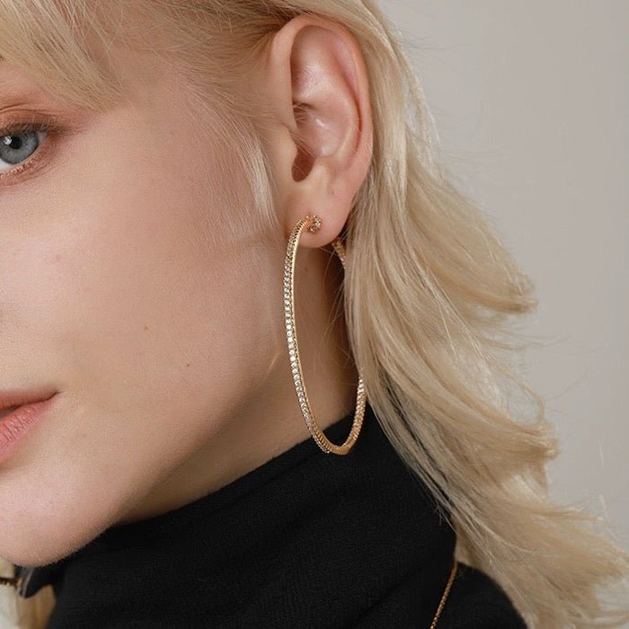 Oversized Sparkling Hoop Earrings - 360 Degree Glamour