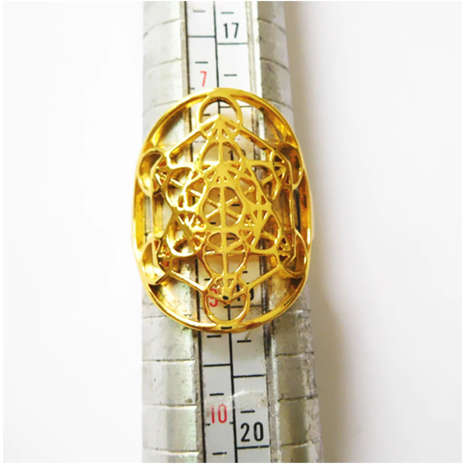 Metatron's cube ring "Power and consciousness" in gold plated or 925 silver