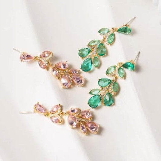 Princess style leaves large drop earrings