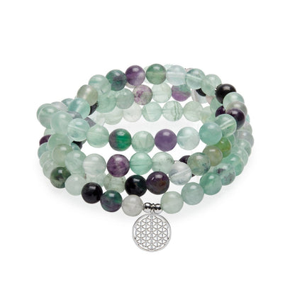 "Genius" Mala bracelet with 108 rainbow fluorite beads