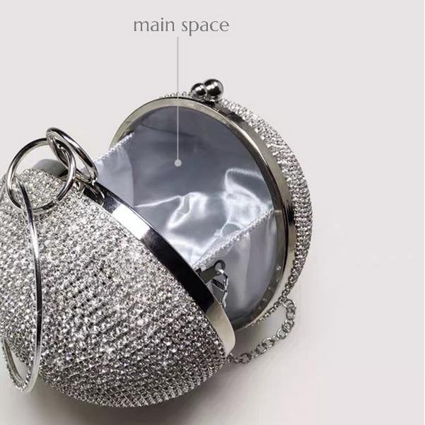 Luxury Ball Clutch-Bling Bling Diamonds-Gold and Silver