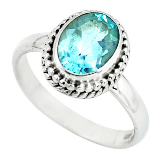 Ring 'Spirit and Self-Expression' in blue topaz and 925 silver