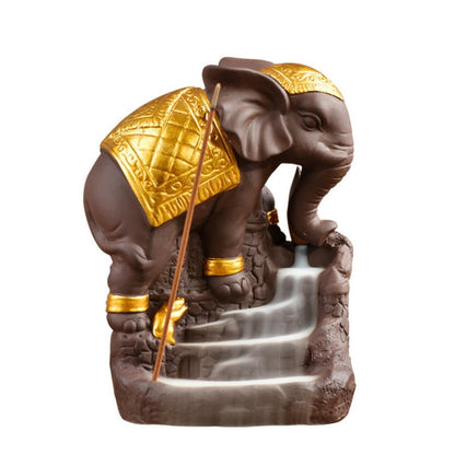 Ceramic Incense Burner "Wisdom of the Elephant" Gold