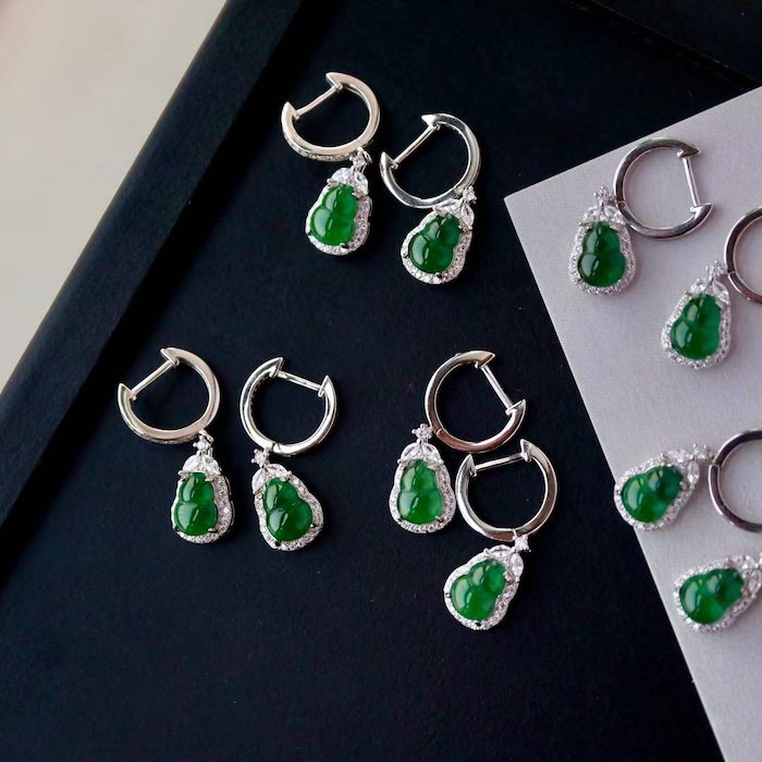 Good Luck Jade Gourd HuLu Earrings