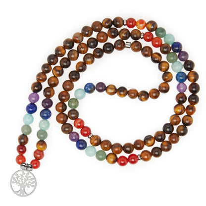 Tijgeroog Healing 7 Chakra's Mala Armband