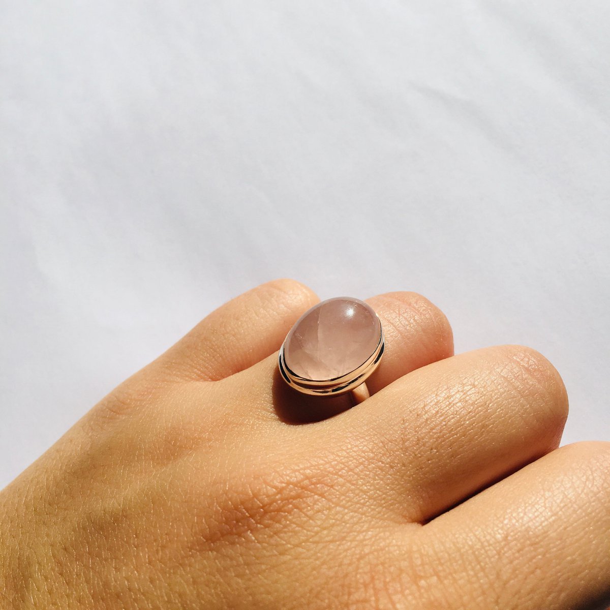 Force of Love ring in rose quartz and 925 silver