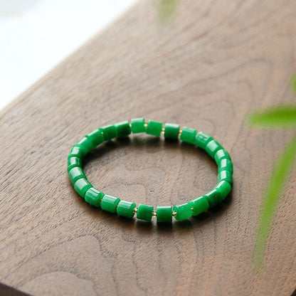 Minimalist Vibrant Green Jade Bead Bracelet - AAAA Quality