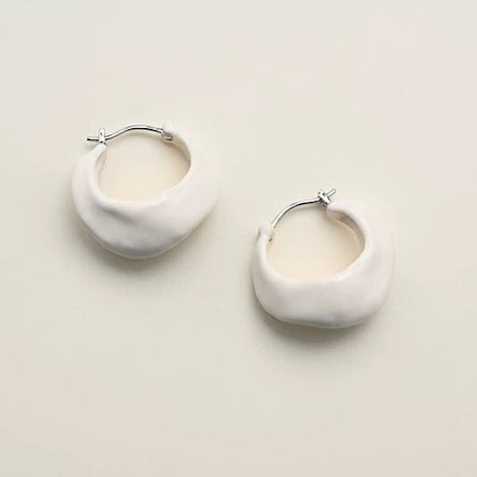 Unique minimalist enamel hoop earrings