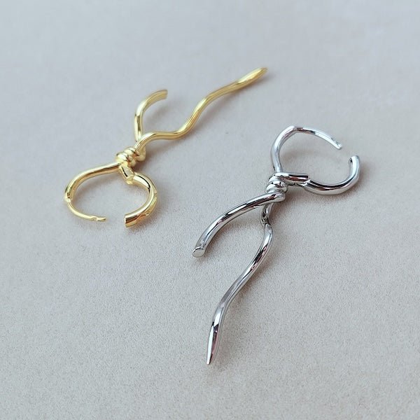 Unique design, twisted knot, slim earrings, one pair