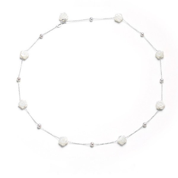 Mother of Pearl Rose Flower Star Necklace