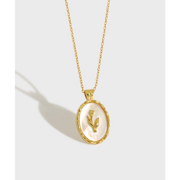 Timeless MOP tulip pendant necklace