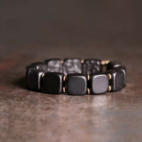 Black sandal wooden square plate bracelet