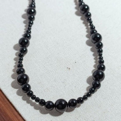 Minimalist Black Onyx Bead Necklace