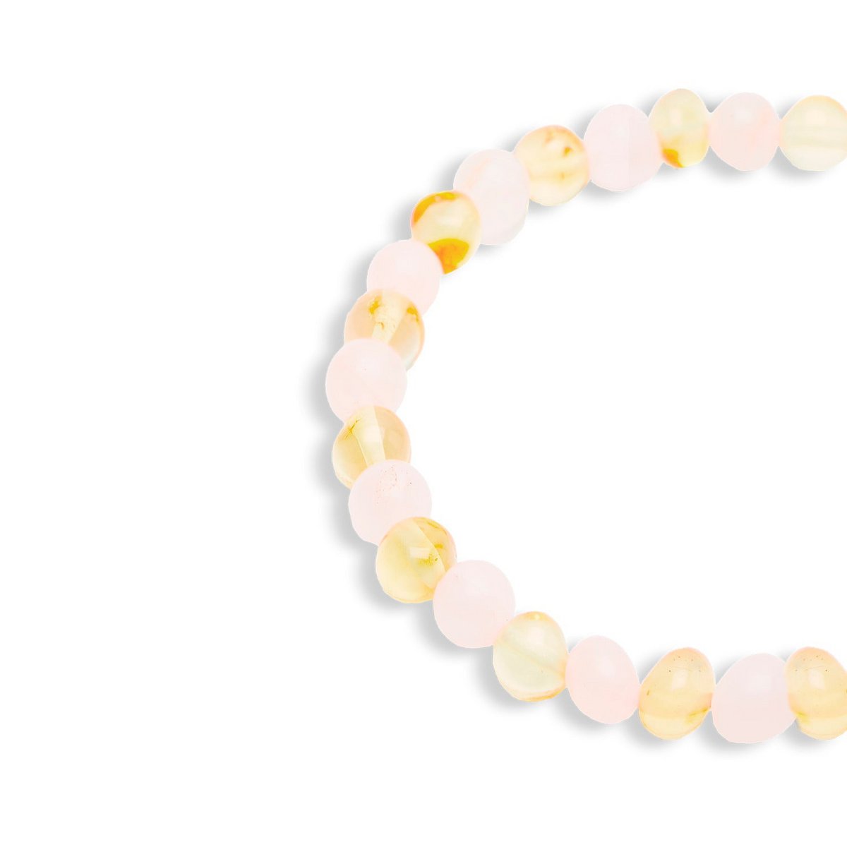 Bracelet "Glow of the Heart" in Rose Quartz and Amber