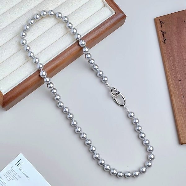 Timeless grey pearl bead necklace