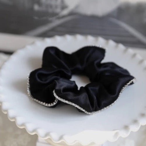 100% Silk Dazzling Hair Scrunchie - 19 Momme - Diamond Embellishment