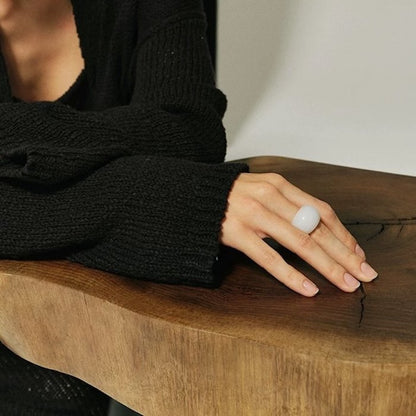 Minimalist tough look ring-Tiger eye stone and white jade