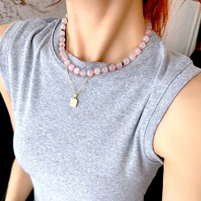 Rose Quartz Crystal Dopamine Beads Necklace