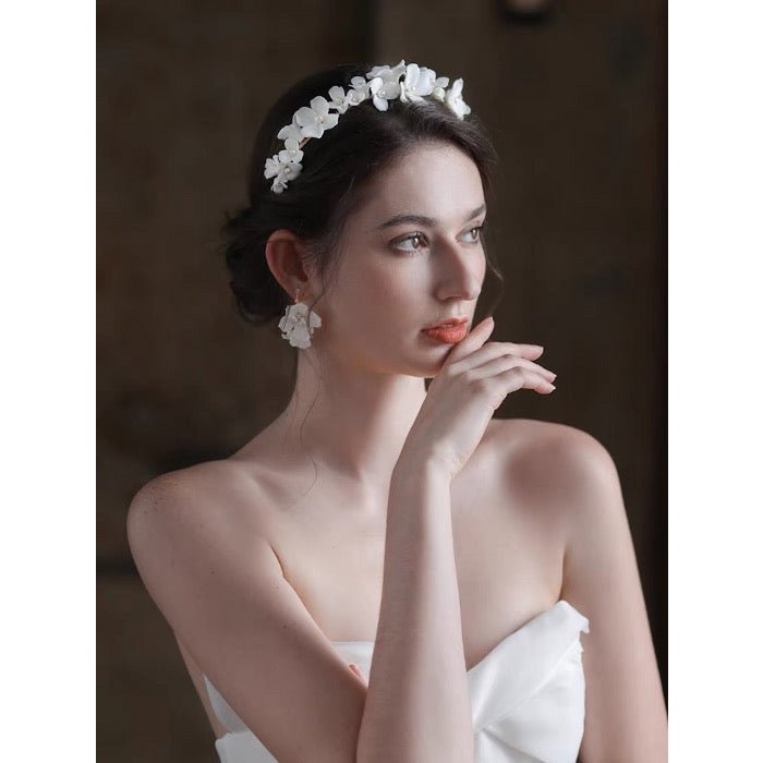 Romantic Ceramic Flower Bridal Headband