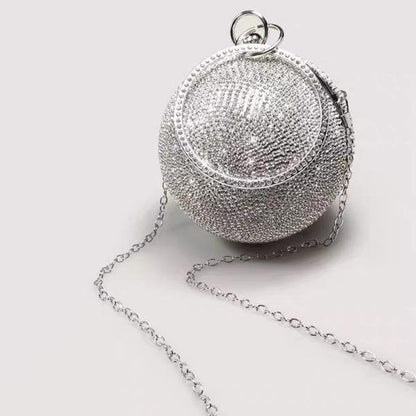 Luxury Ball Clutch-Bling Bling Diamonds-Gold and Silver