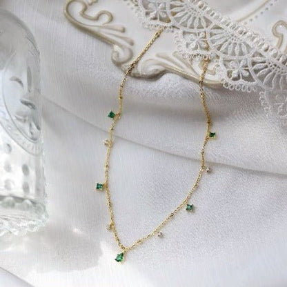 Elegante groene steen slanke ketting