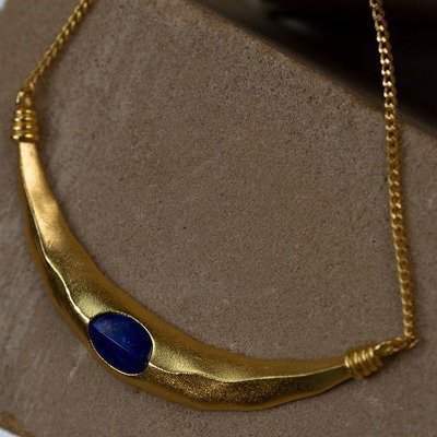 Geometrische ketting in Egyptische stijl-Lapis Lazuli en zwarte Spinel