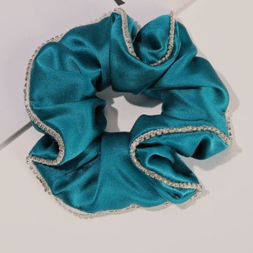 100% Silk Dazzling Hair Scrunchie - 19 Momme - Diamond Embellishment