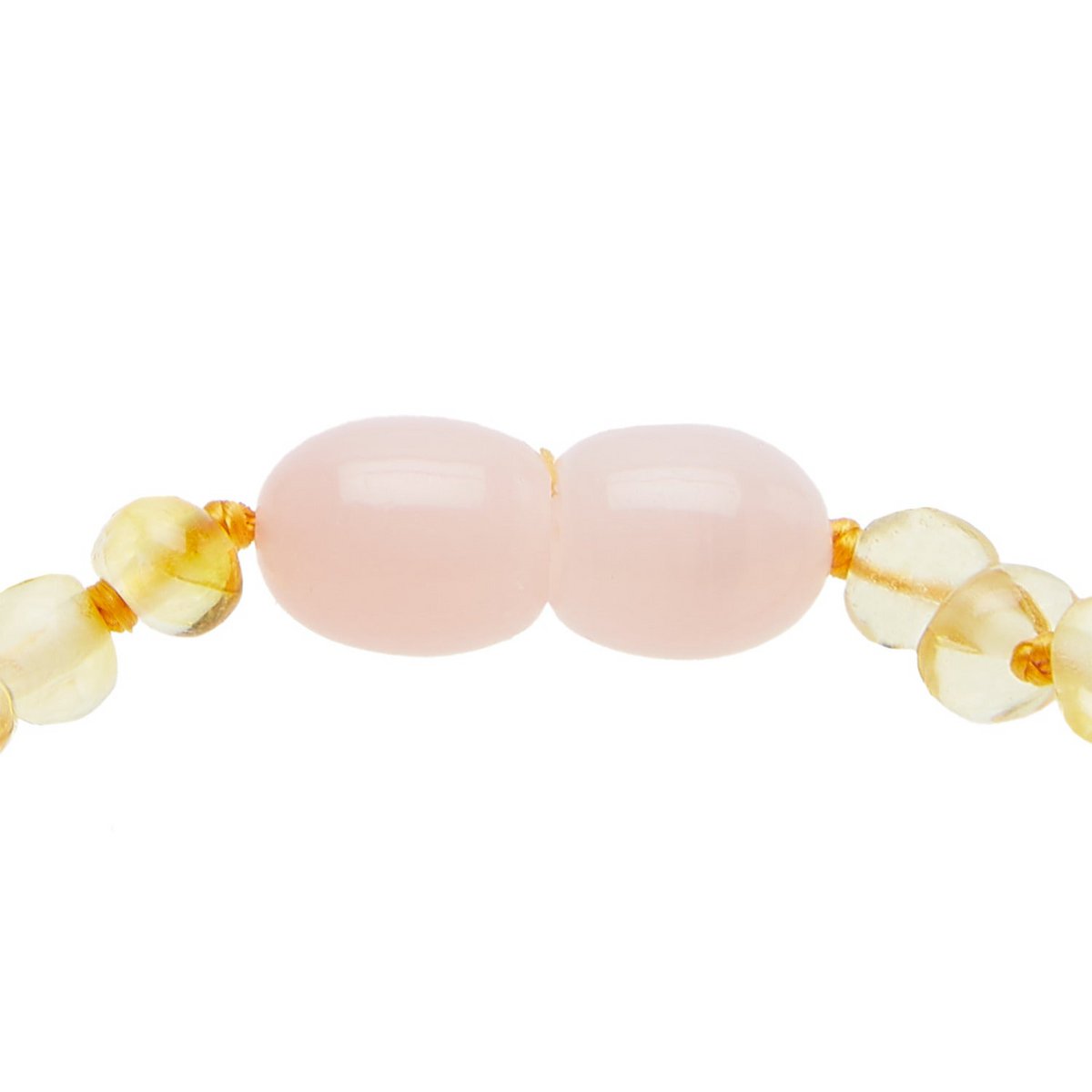 Baby bracelet "Heart Glow" of Rose Quartz and Amber