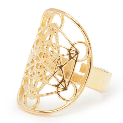 Metatron's cube ring "Power and consciousness" in gold plated or 925 silver