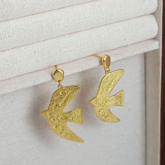 Bird Design Textured Dove Earrings