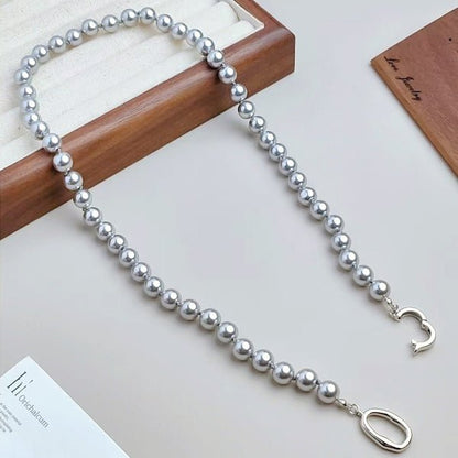 Timeless grey pearl bead necklace