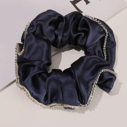 100% Silk Dazzling Hair Scrunchie - 19 Momme - Diamond Embellishment