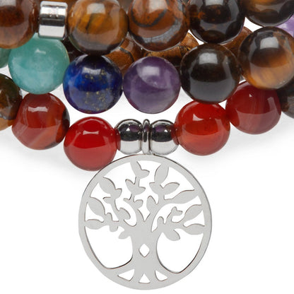 Tijgeroog Healing 7 Chakra's Mala Armband