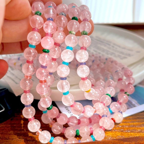 Rose Quartz Crystal Dopamine Beads Necklace