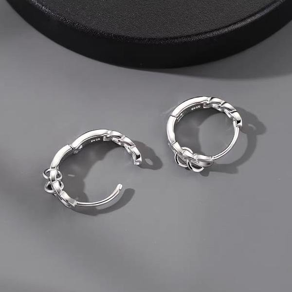 Silver chain hoop earrings