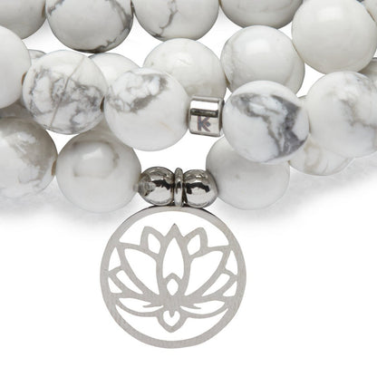 Mala "Lotus" bracelet with 108 Howlite beads